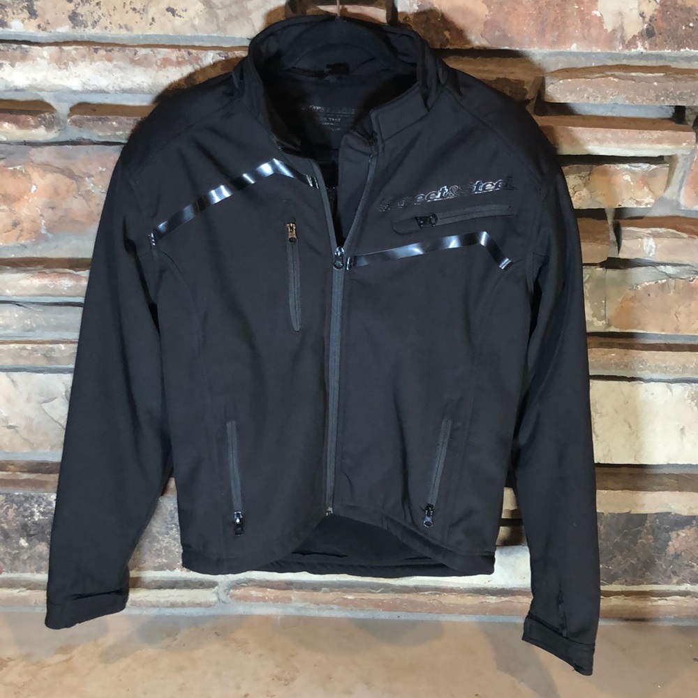 Street & Steel Black’d Out Soft-shell Jacket Motorcycle Riding Padded Armor